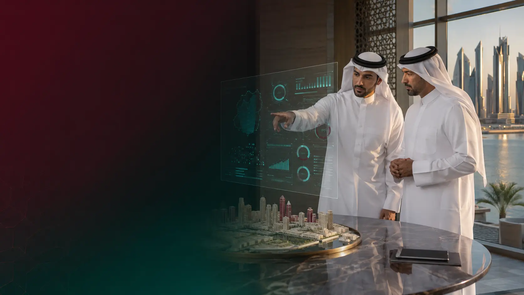 فريق أعمال في قطر يحلل بيانات السوق