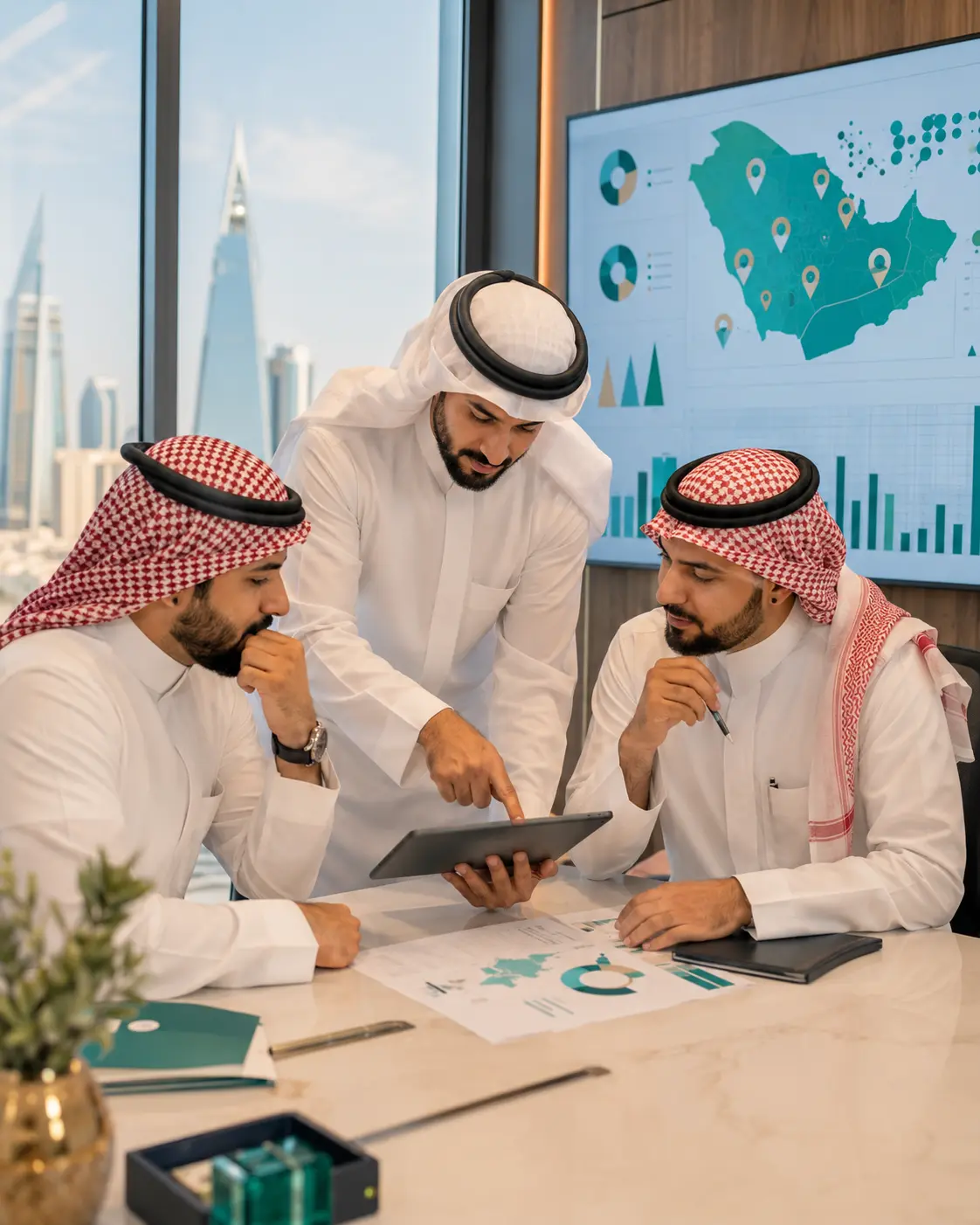 فريق مبيعات سعودي يحلل شرائح السوق والمدن