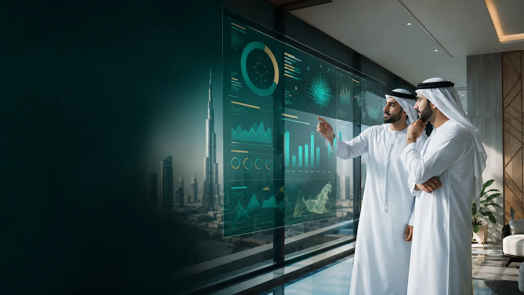 فريق أعمال في الإمارات يحلل بيانات السوق